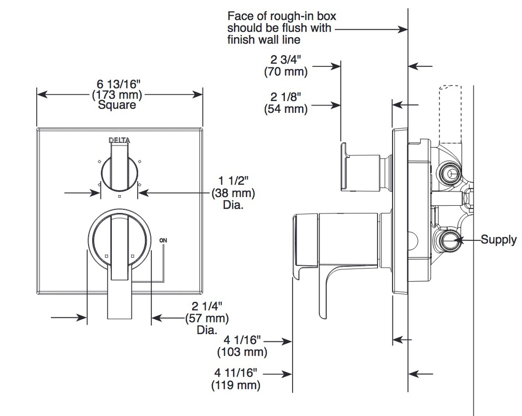 Delta T27T967-BL Monitor(R) Tempassure(R) 17T Series Valve With 3 Setting Div