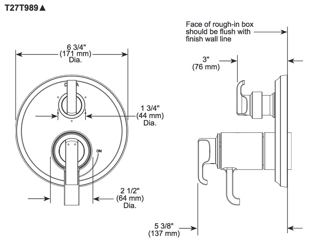 Delta T27T989-CZ-PR Tetra 17T Series Integrated Diverter Trim 6-Se