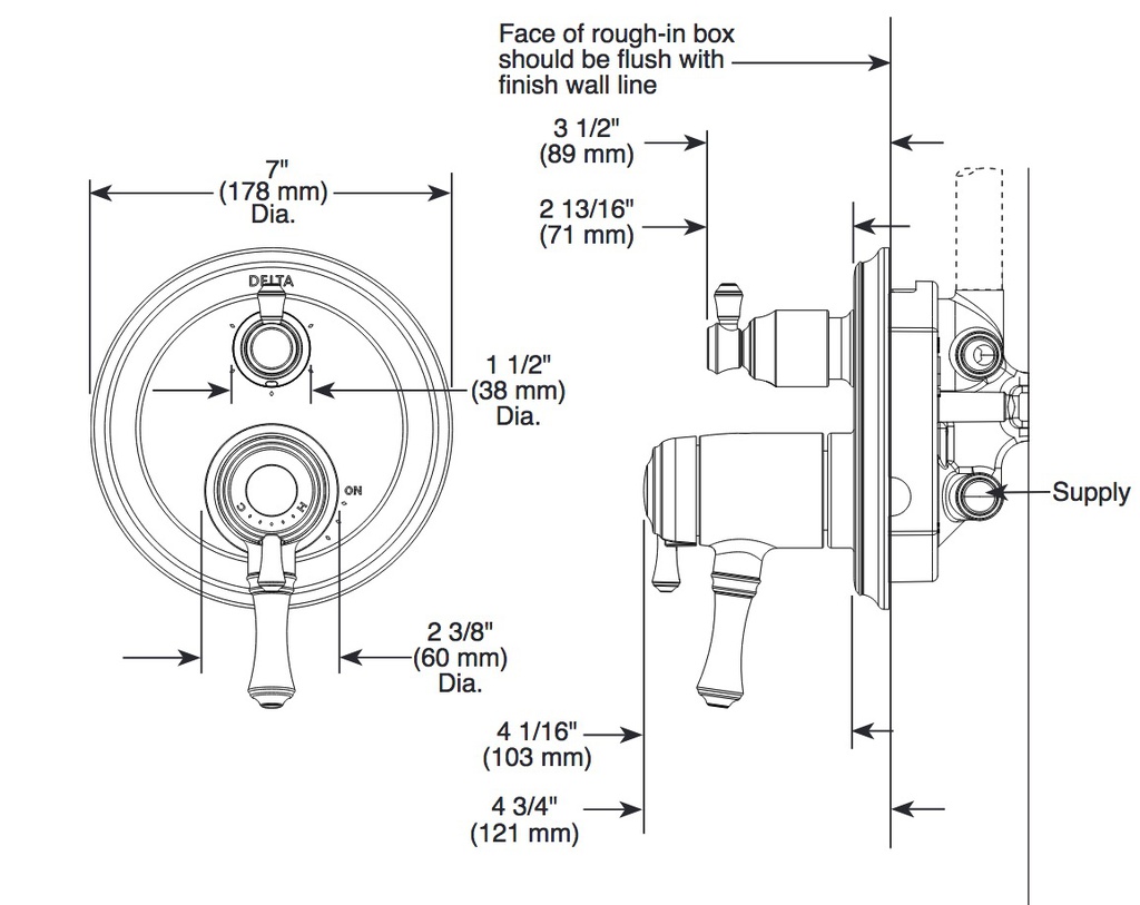 Delta T27T997-CZ Monitor(R) Tempassure(R) 17T Series Valve With 3 Setting Div
