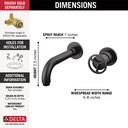Delta T3558LF-BLWL Trinsic Wall-Mount Bathroom
