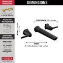 Delta T3571LF-BLWL Two Handle Wall Mount Bathroom Faucet