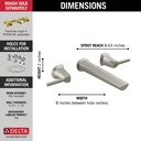 Delta T3571LF-SS-PR-WL Two Handle Wall Mount Bathroom Faucet