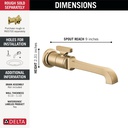 Delta T3589LF-CZ-PR-WL Tetra Single Handle Wall Mount Bathroom Faucet
