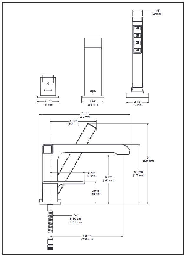 Delta T3767 Ara 3 Hole Roman Tub With Handshower 