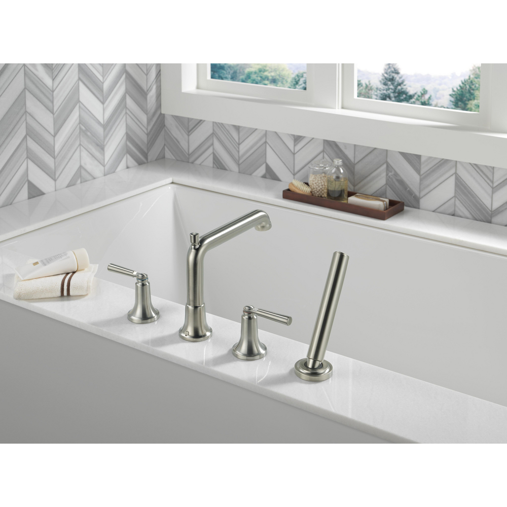 Delta T4736-SS Saylor 4-Hole Roman Tub Trim With Hand Shower