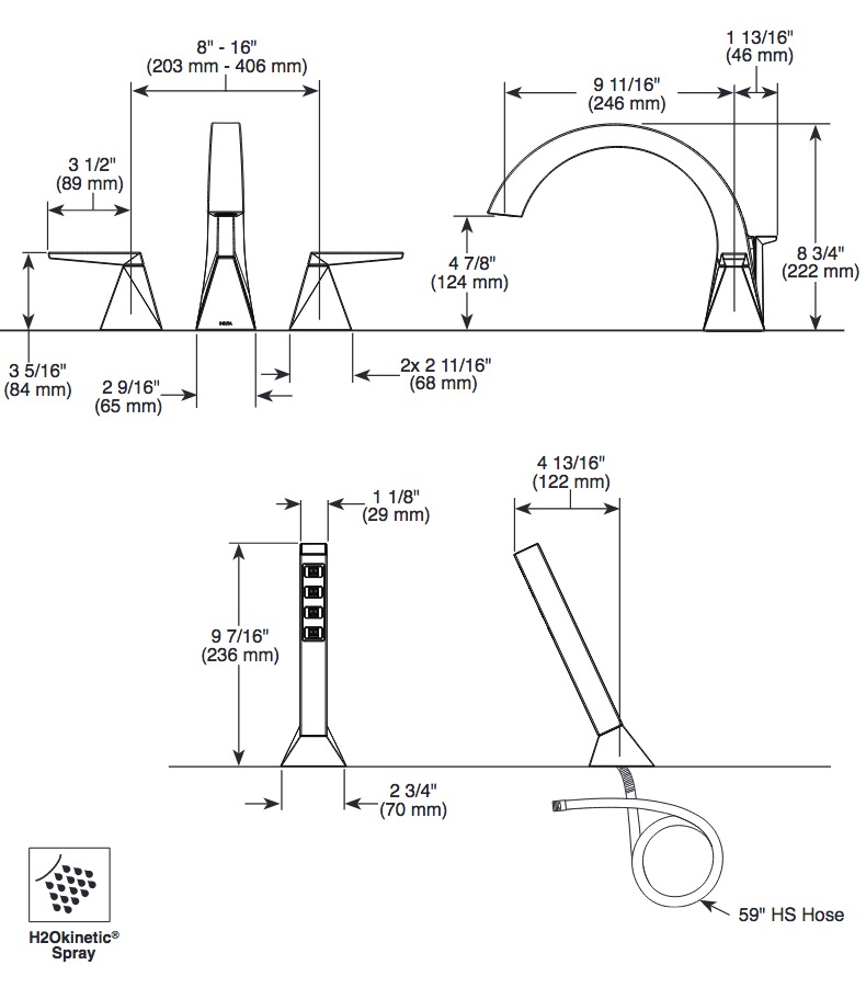 Delta T4746-SS-PR 4-Hole Roman Tub W/ Handshower Trim