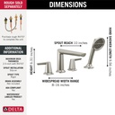 Delta T4771-SS-PR 4-Hole Roman Tub Trim With Hand Shower