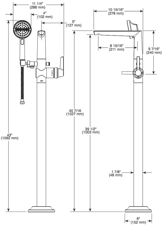 Delta T4771-BLFL Free Standing Tub Filler