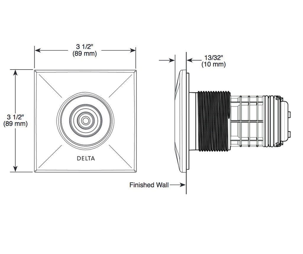 Delta T50210-PN-PR Body Spray Trim Uare