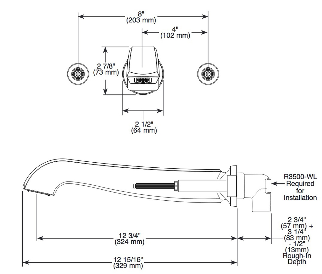 Delta T5756-BLLHP-WL Dorval Tub Filler Trim Wall Mount W/O Handles 