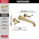 Delta T5797-CZWL Cassidy Wall Mount Tub Filler Faucet Trim 2L 