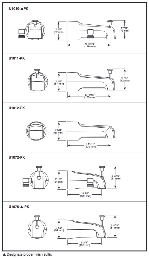 Delta U1010-SS-PK 6 1/2 Inch Add-A-Shower Diverter Tub Spout-1/2 Or 3/4" Conn 