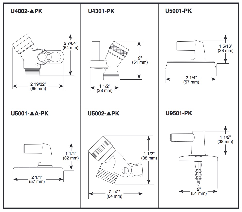 Delta U4002-PK Plastic Pin Mount Swivel Connector 