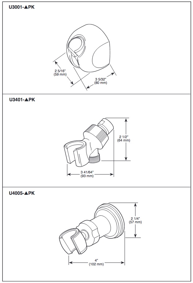 Delta U4005-RB-PK Adjustable Wall Mount 