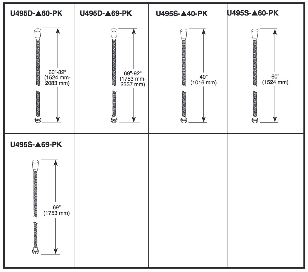 Delta U495D-SS60-PK 60" Double Spiral Extendible Hose; Stretches From 60" 82" 