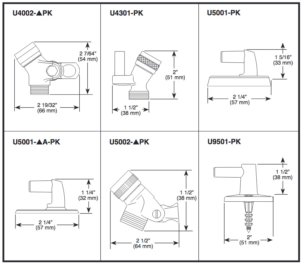 Delta U5001-PK Clear Pin Wall Mount With Mounting Screws 