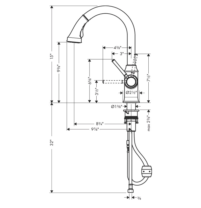 Hansgrohe 04215250 Higharc Kitchen Faucet 2-Spray Pull-Down 1.75 Gpm