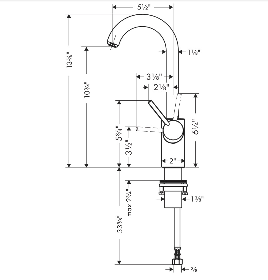 Hansgrohe 04287340 Bar Faucet 1.5 Gpm