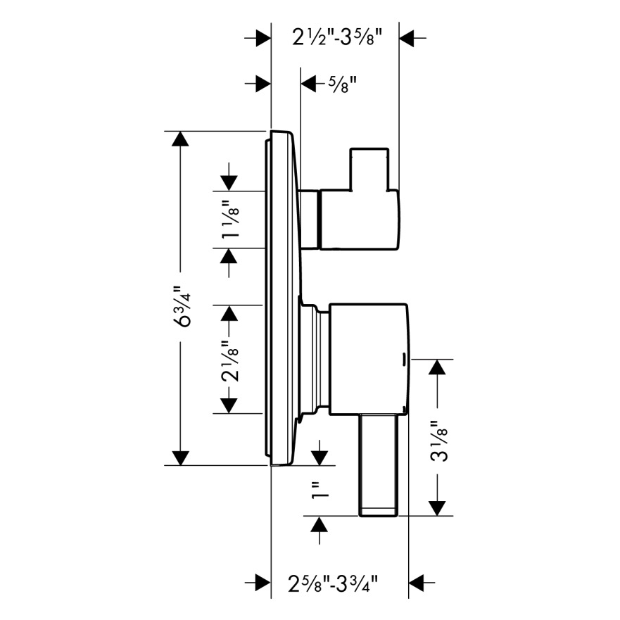 Hansgrohe 04447140 Pressure Balance Trim S With Diverter