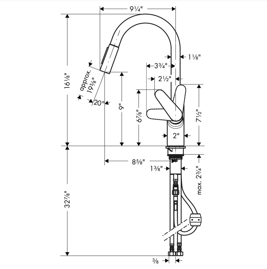 Hansgrohe 04505830 Higharc Kitchen Faucet 2-Spray Pull-Down 1.75 Gpm