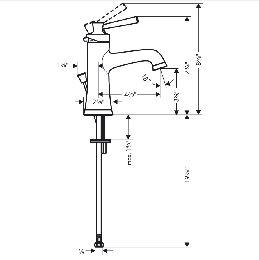 Hansgrohe 04771820 Single-Hole Faucet 100 With Pop-Up Drain 1.2 Gpm