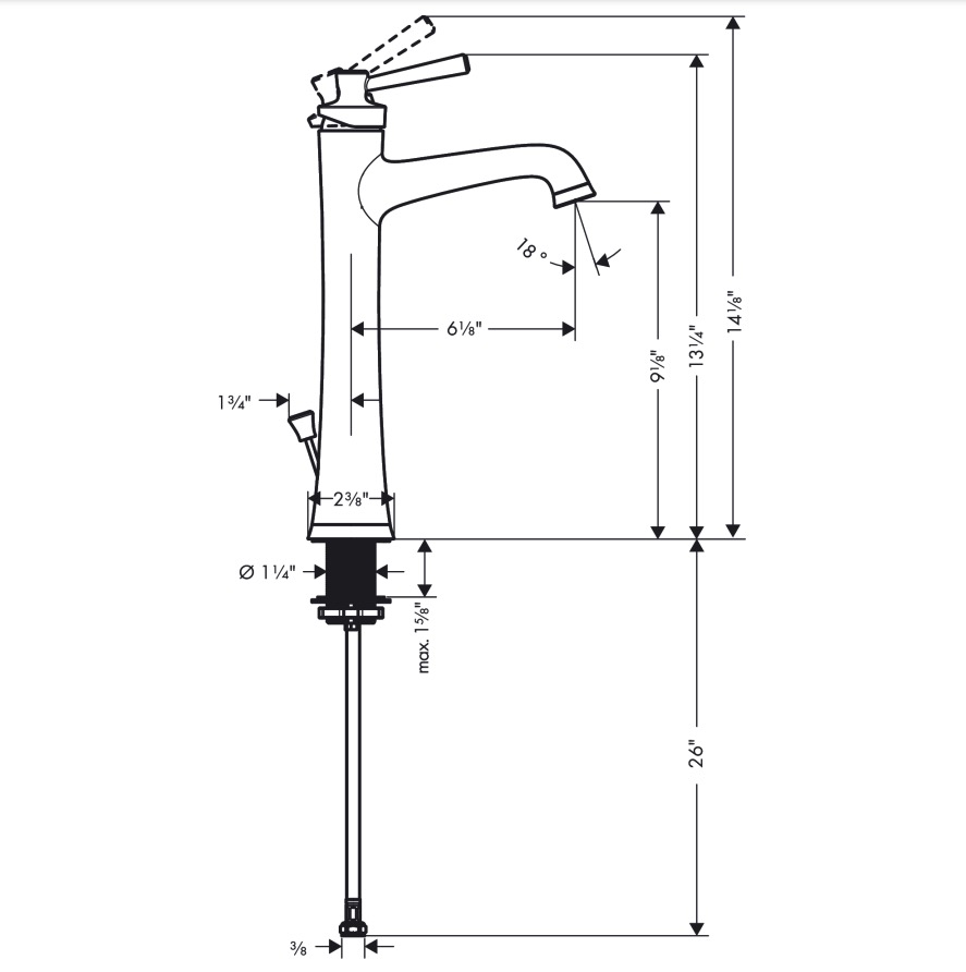 Hansgrohe 04772820 Single-Hole Faucet 230 With Pop-Up Drain 1.2 Gpm