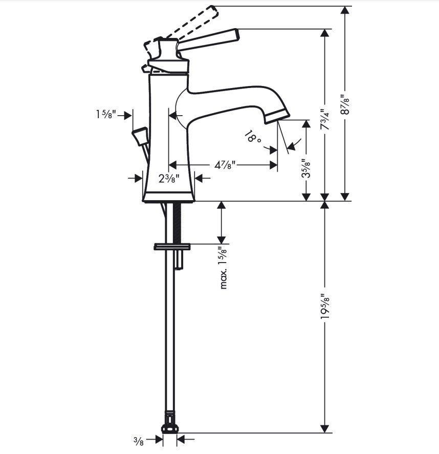 Hansgrohe 04773670 Single-Hole Faucet 100 With Pop-Up Drain 0.5 Gpm