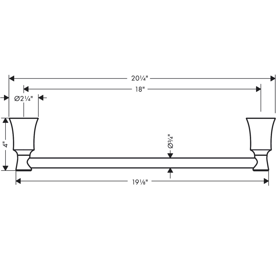 Hansgrohe 04784820 Towel Bar 18"