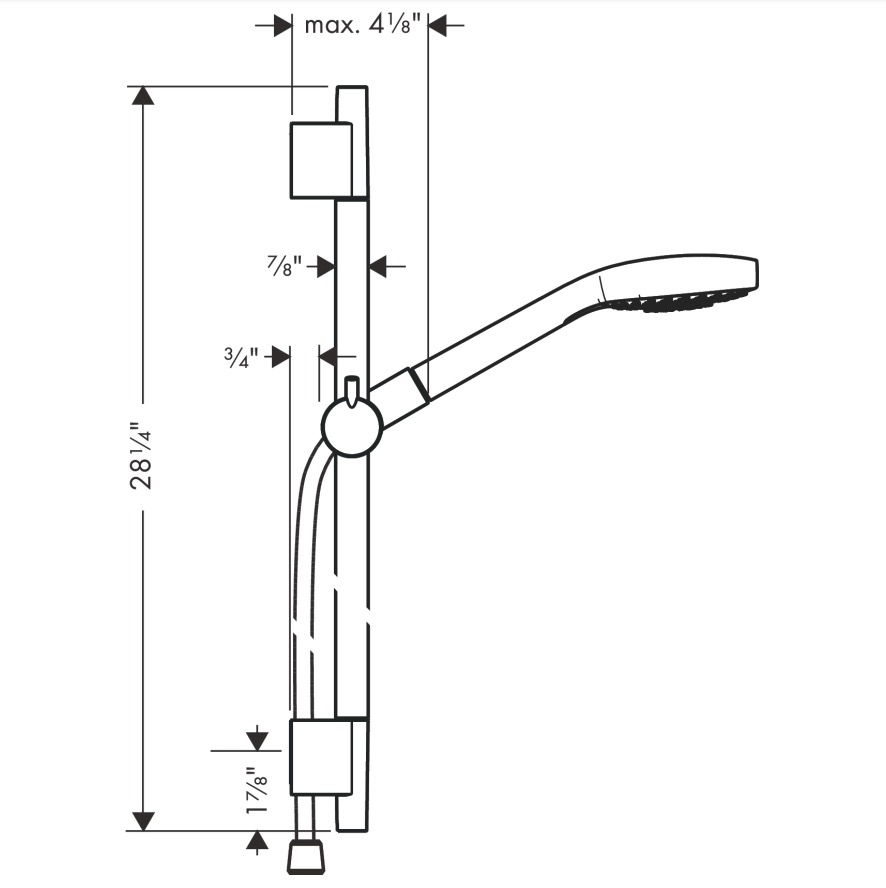 Hansgrohe 04790820 Wallbar Set 110 3-Jet 24" 1.75 Gpm