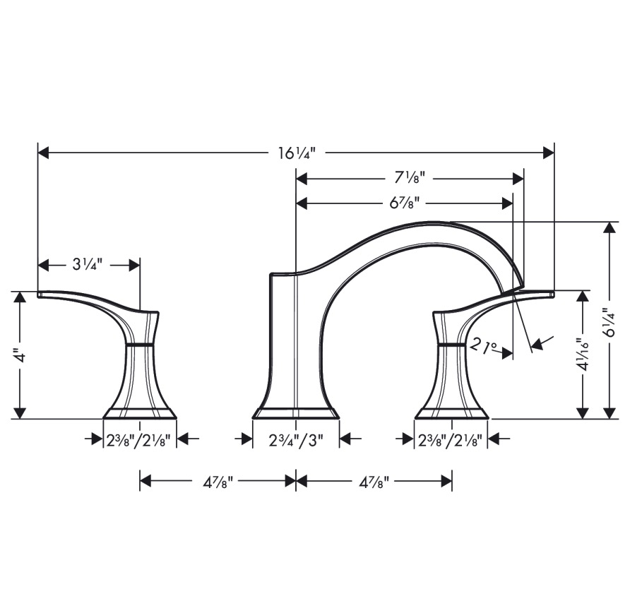 Hansgrohe 04816820 3-Hole Roman Tub Set Trim