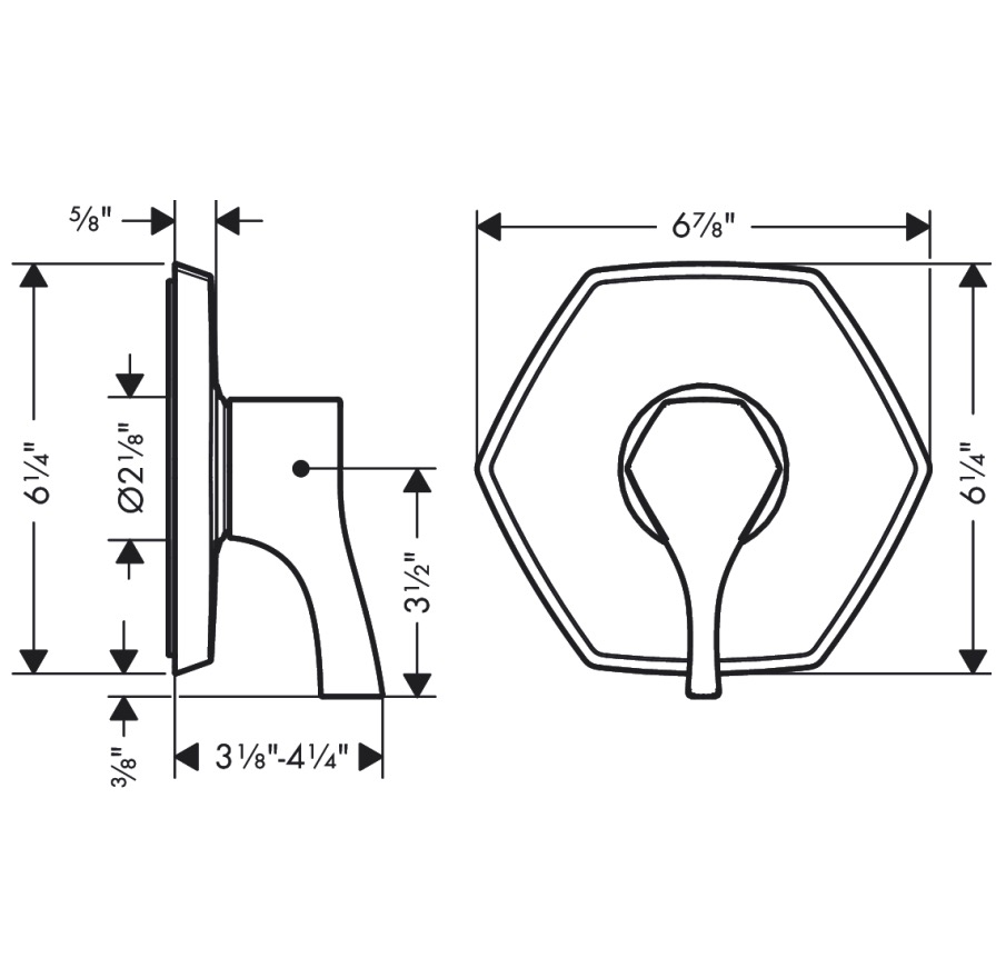 Hansgrohe 04822830 Pressure Balance Trim