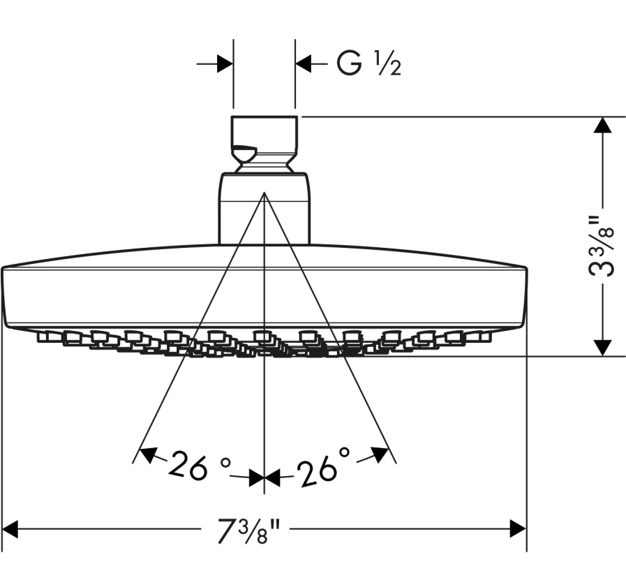 Hansgrohe 04825670 Showerhead 180 2-Jet 2.5 Gpm