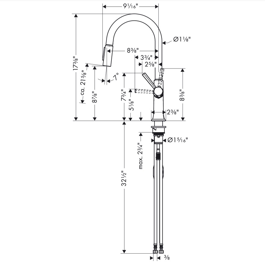 Hansgrohe 04852830 Higharc Kitchen Faucet 2-Spray Pull-Down 1.75 Gpm
