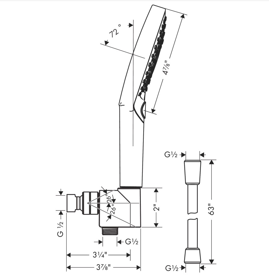 Hansgrohe 04905820 Handshower Set 120 3-Jet Powderrain 1.75 Gpm