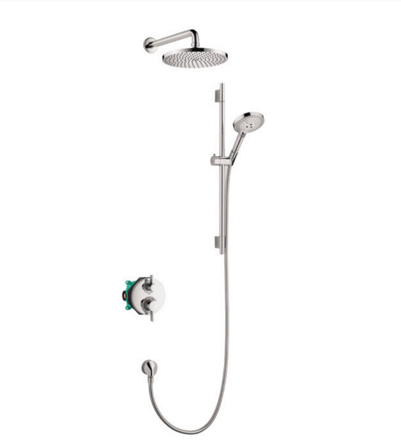 Hansgrohe 04915000 Thermostatic Showerhead/Wallbar Set With Rough 2.5 Gpm