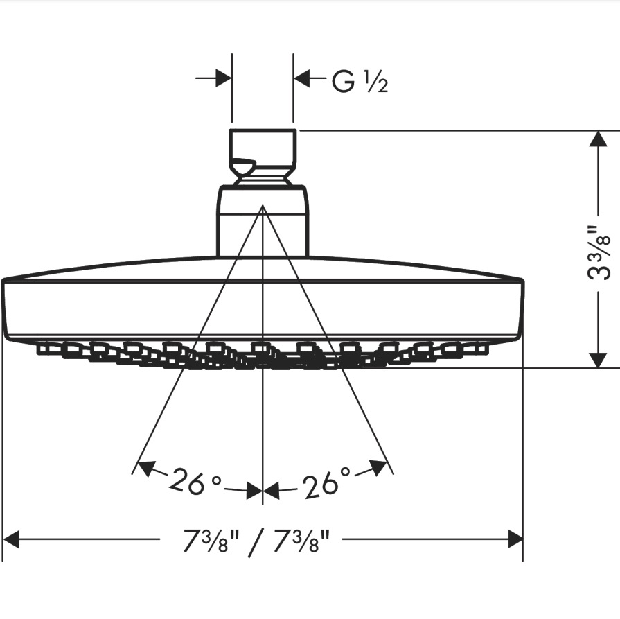 Hansgrohe 04925820 Showerhead 180 2-Jet 2.5 Gpm
