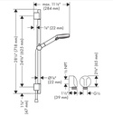 Hansgrohe 04969000 Wallbar Set 100 Vario-Jet 24" 2.5 Gpm