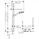 Hansgrohe 04970000 Wallbar Set 100 Vario-Jet 24" 1.75 Gpm