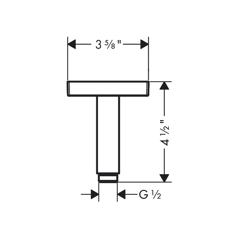 Hansgrohe 26437341 Extension Pipe For Ceiling Mount Square 4"