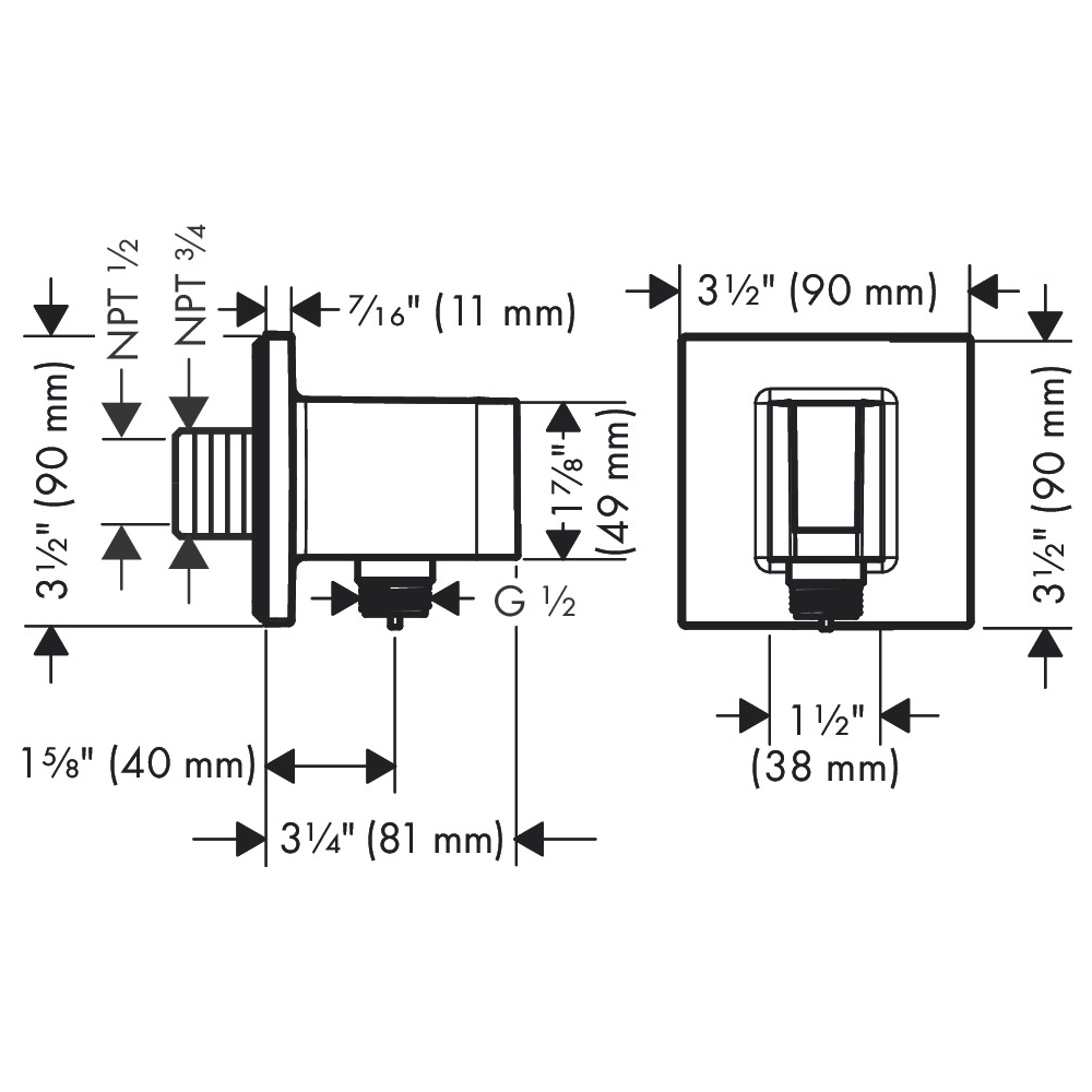 Hansgrohe 26889341 Wall Outlet With Handshower Holder