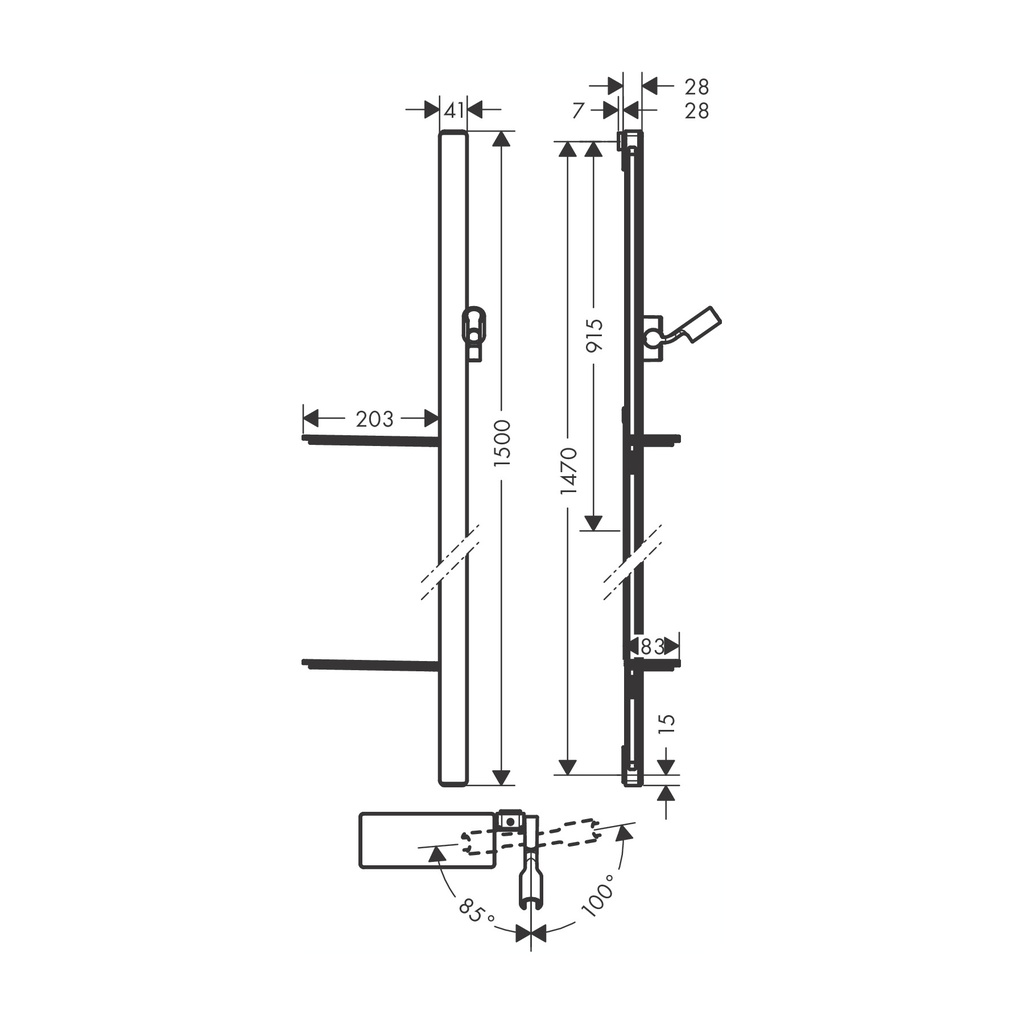 Hansgrohe 27645000 Wallbar E 60"