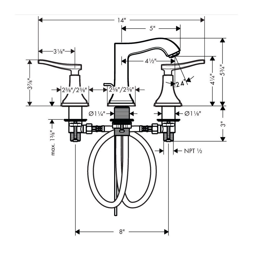 Hansgrohe 31330671 Widespread Faucet 110 With Lever Handles And Pop-Up Drain 1