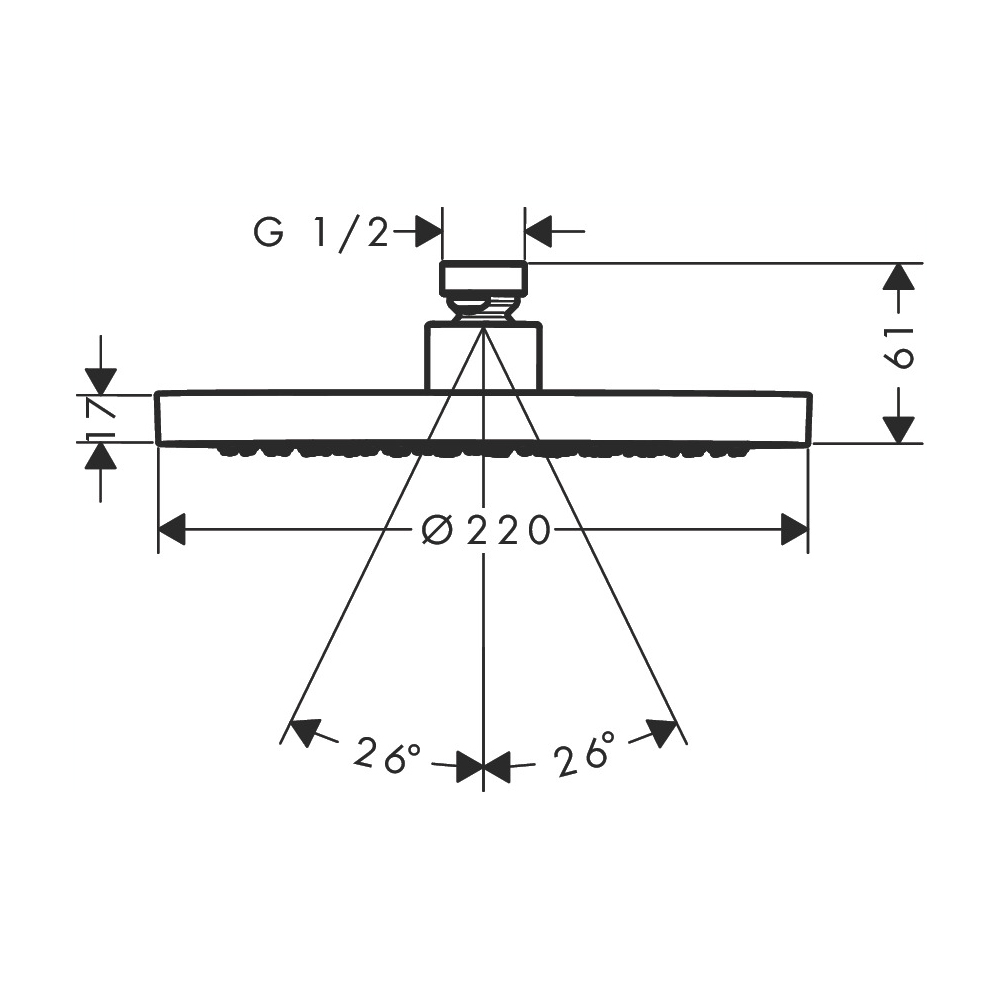 Hansgrohe 35367821 Showerhead 220 1-Jet 2.5 Gpm