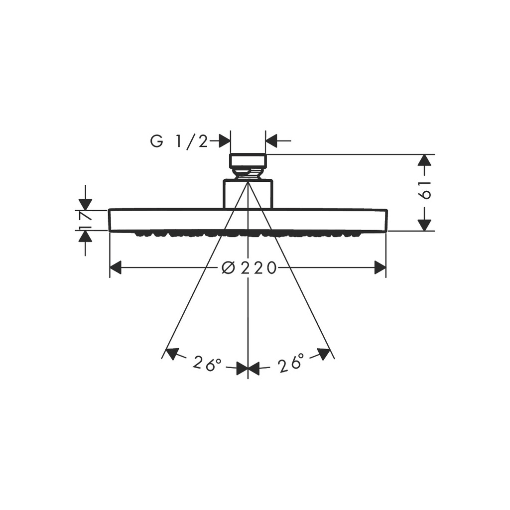 Hansgrohe 35368001 Showerhead 220 1-Jet 1.75 Gpm