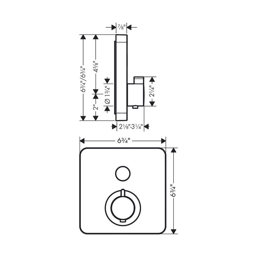 Hansgrohe 36705341 Thermostatic Trim Softcube For 1 Function