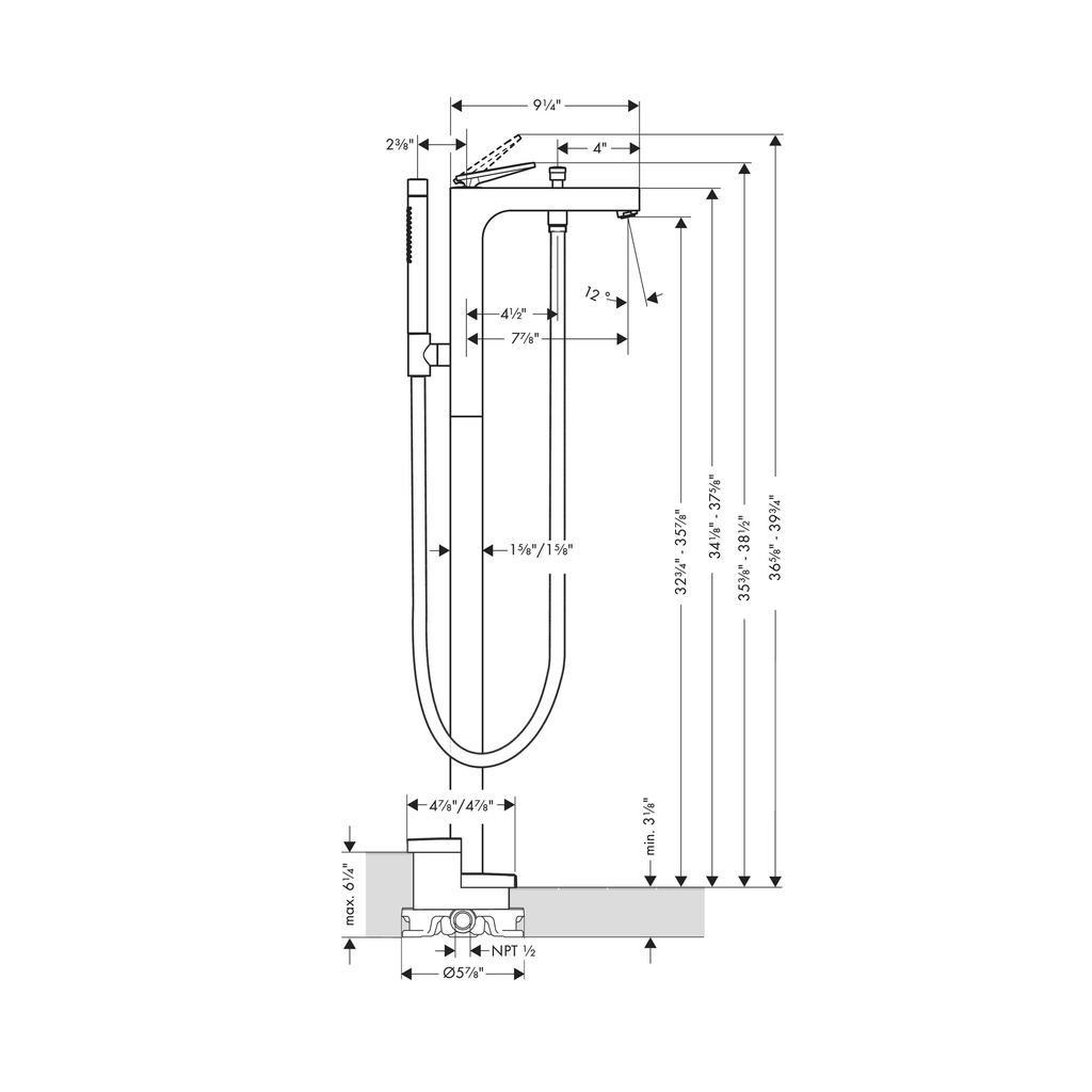Hansgrohe 39440821 Freestanding Tub Filler Trim With 1.75 Gpm Handshower