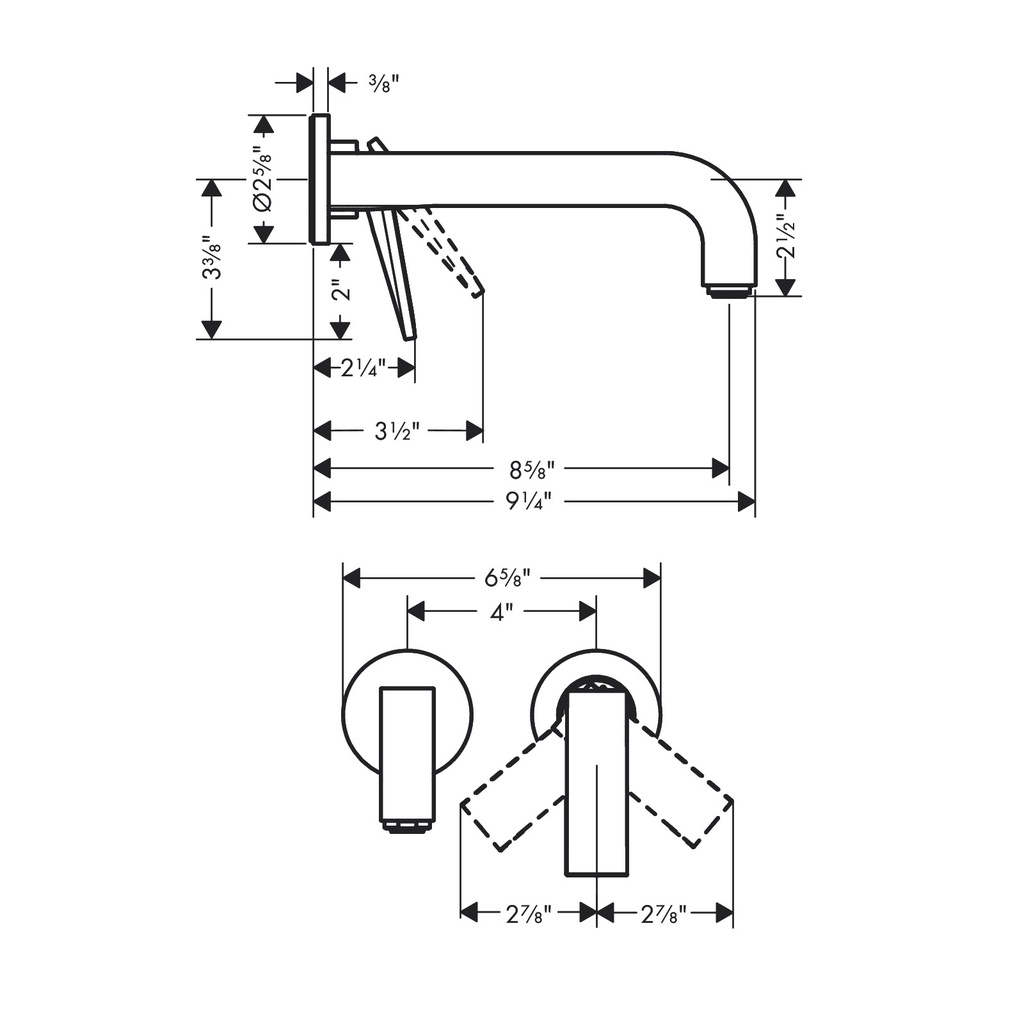 Hansgrohe 39121341 Wall-Mounted Single-Handle Faucet Trim 1.2 Gpm