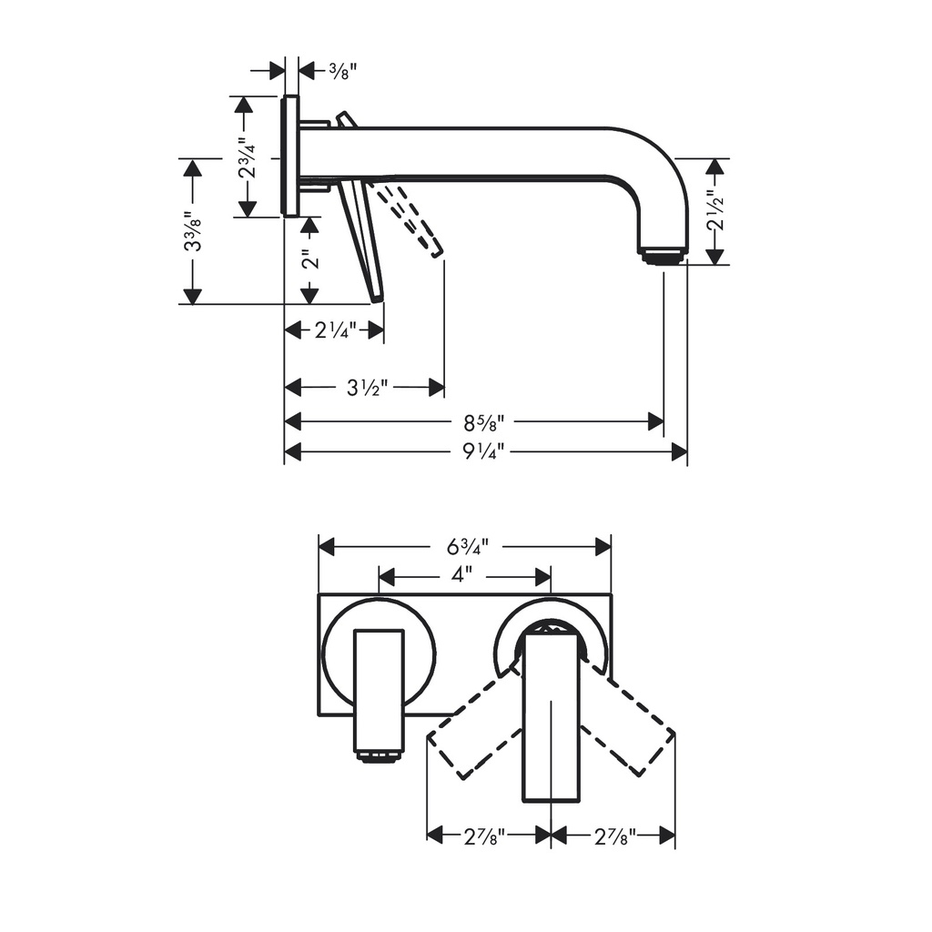 Hansgrohe 39119341 Wall-Mounted Single-Handle Faucet Trim With Base Plate 1.2