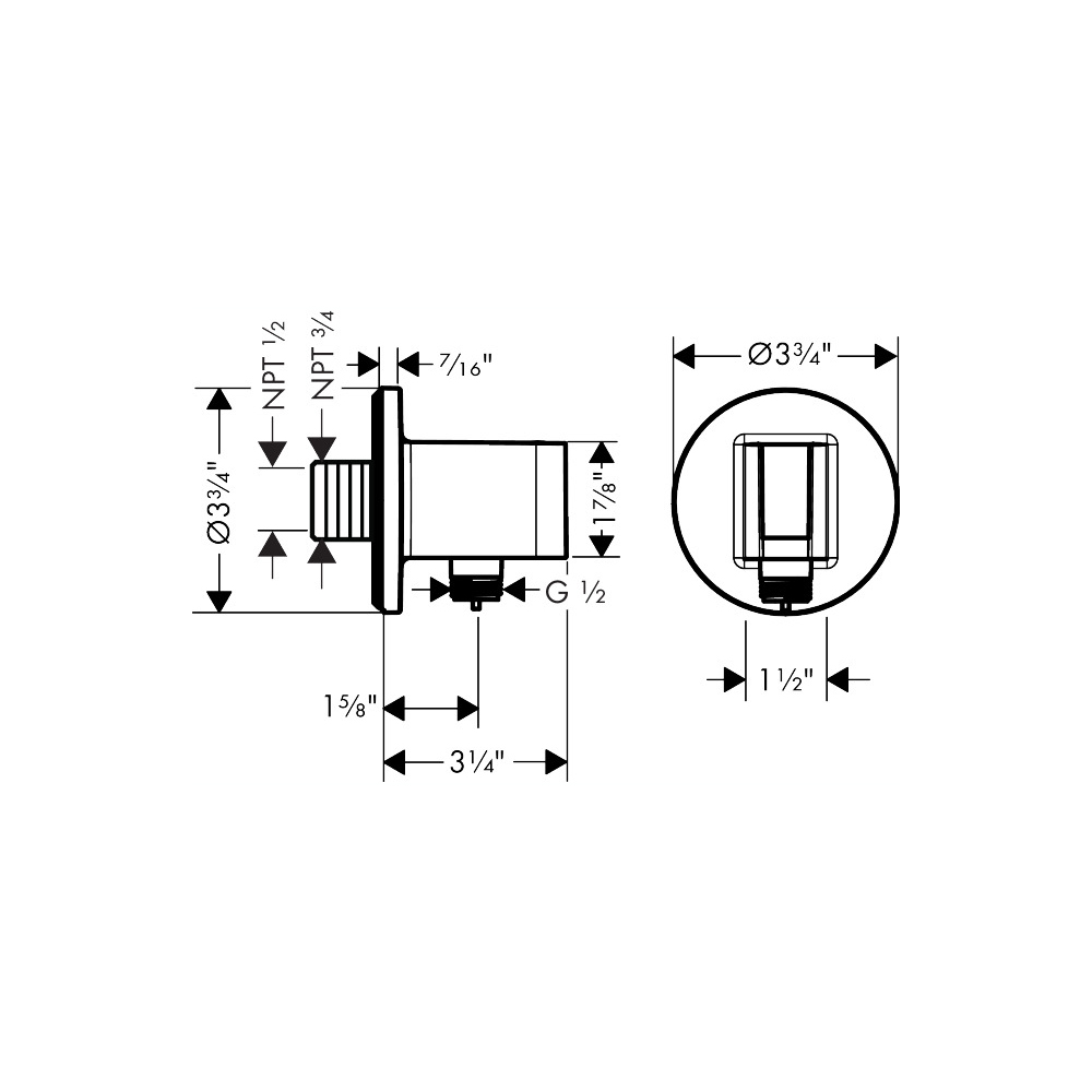 Hansgrohe 36733821 Wall Outlet With Handshower Holder Round