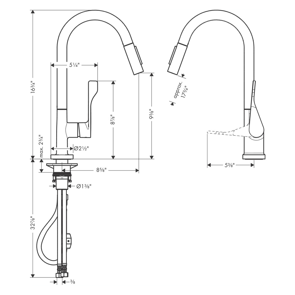 Hansgrohe 39846001 Kitchen Faucet 2-Spray Pull-Out 1.5 Gpm